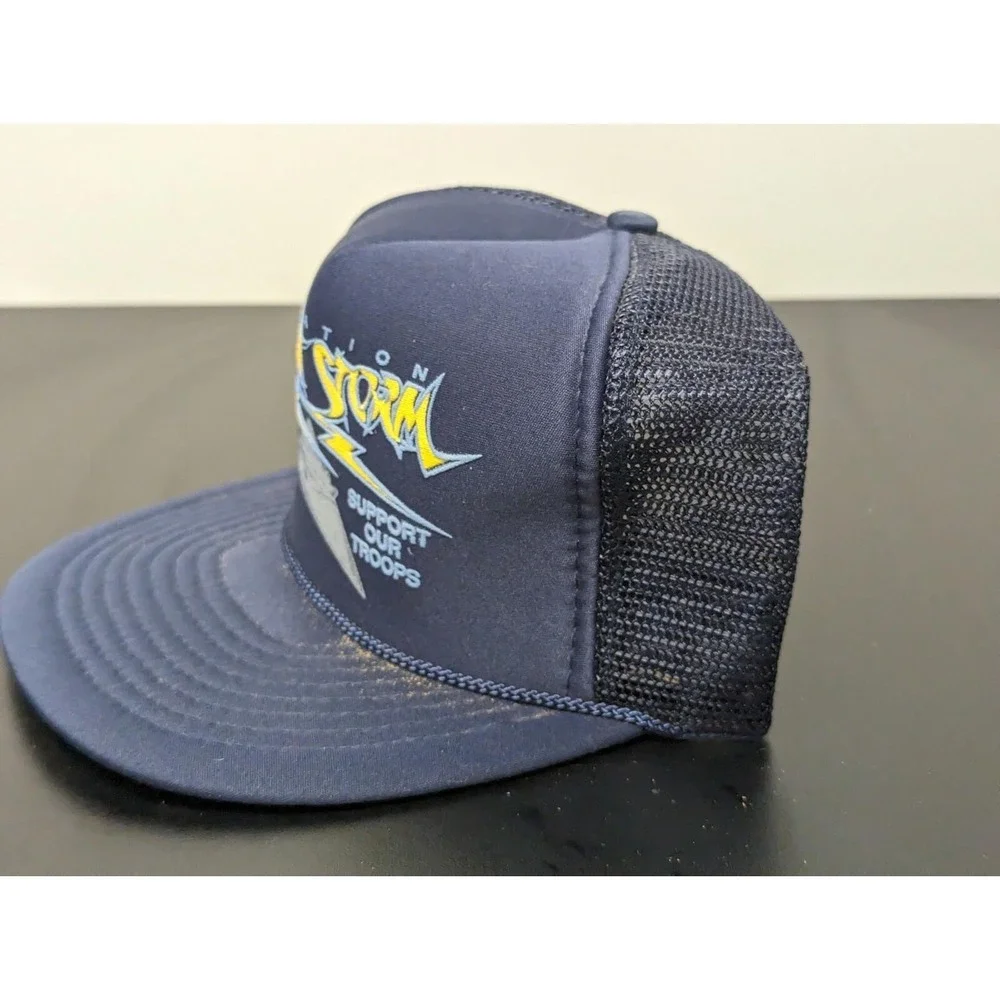 Operation Desert Storm Trucker Hat Cap Snapback Blue Yellow Military Adjustable
